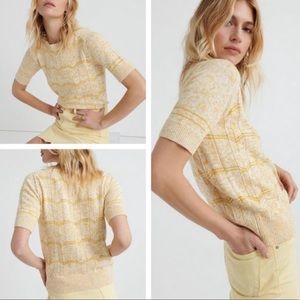 Lucky Brand Yellow Chevron Boat Neck Pullover